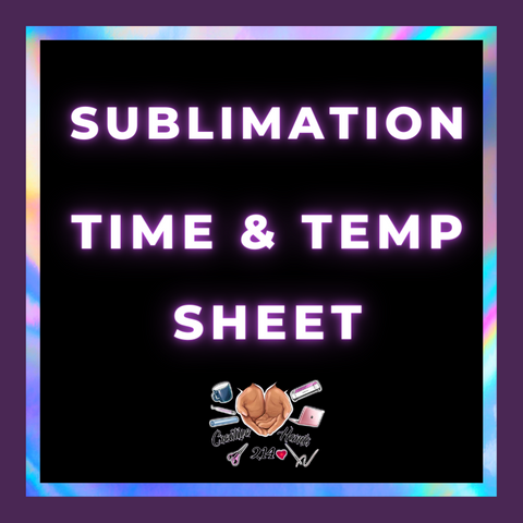 Sublimation Time & Temp Sheet